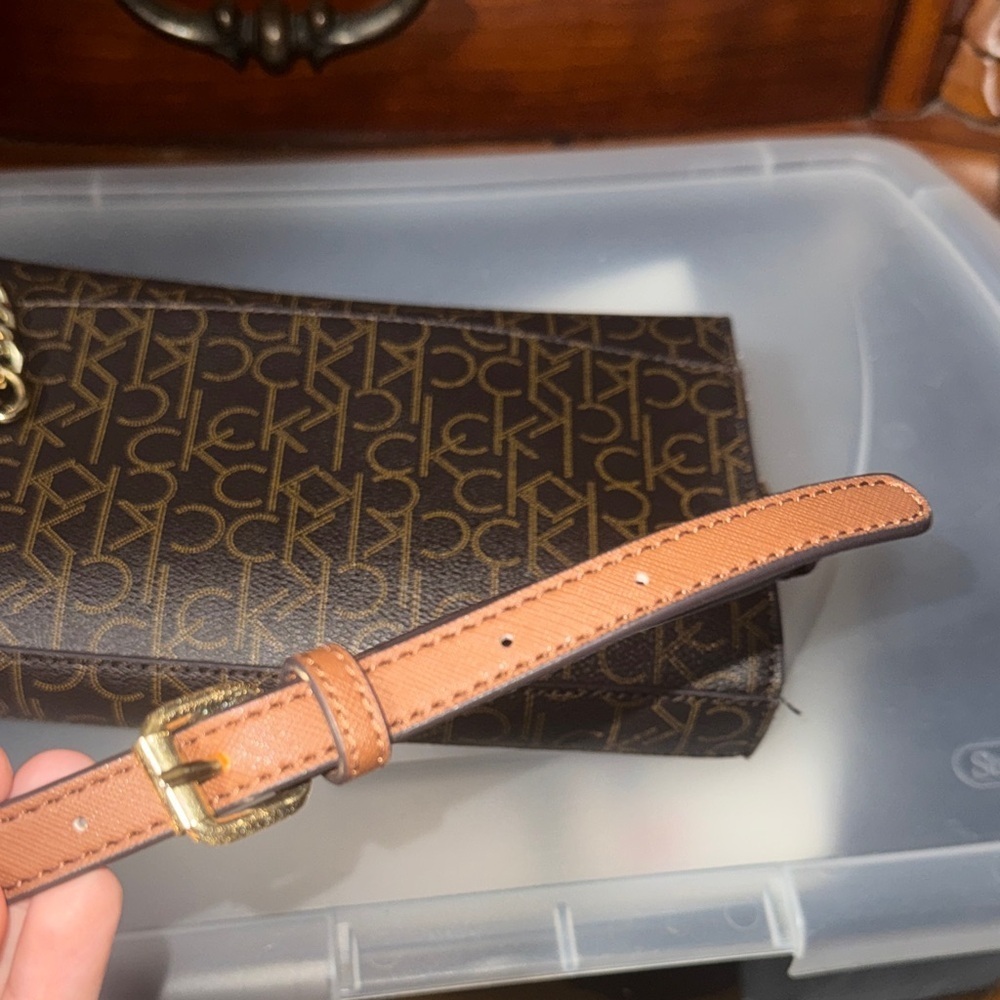 Calvin Klein Black and Gold Monogram Clutch - Picture 9 of 13
